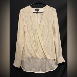 Rag & Bone 100% Silk Ivory Blouse with Black Speckles size Large womens